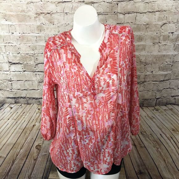 Collective concepts coral chiffon blouse - Picture 1 of 9